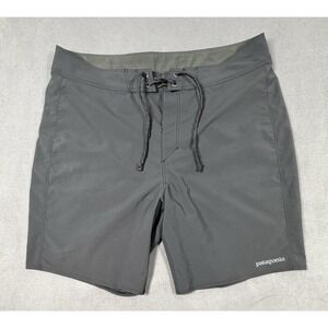 Patagonia Hydro Series Board Shorts Mens 32 Gray Swim Trunks Graphic Flaw